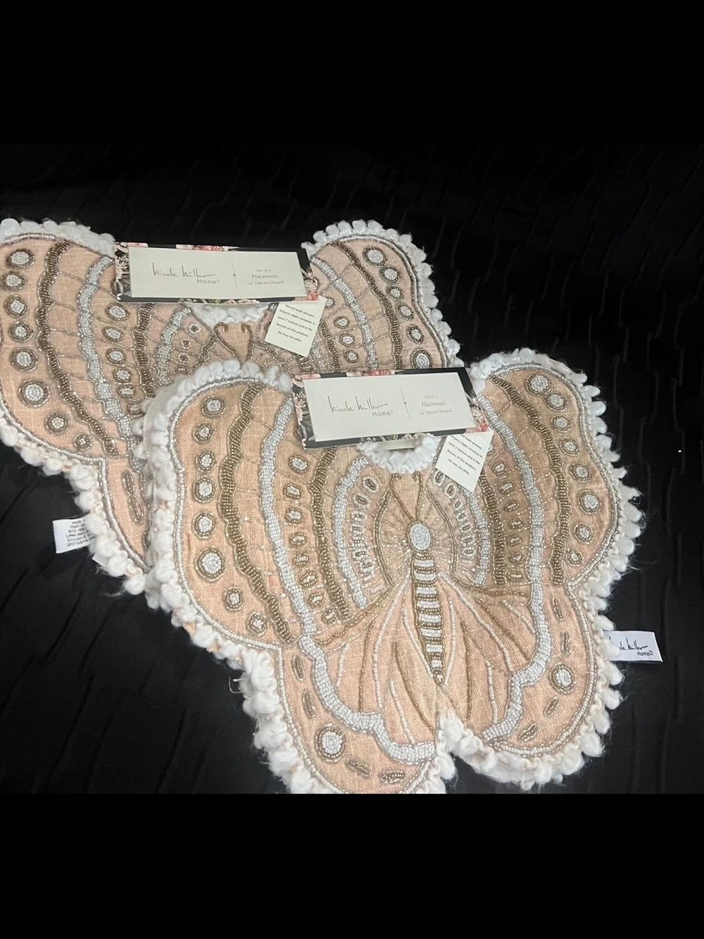 Nicole Miller embellished butterfly placemat set of 2